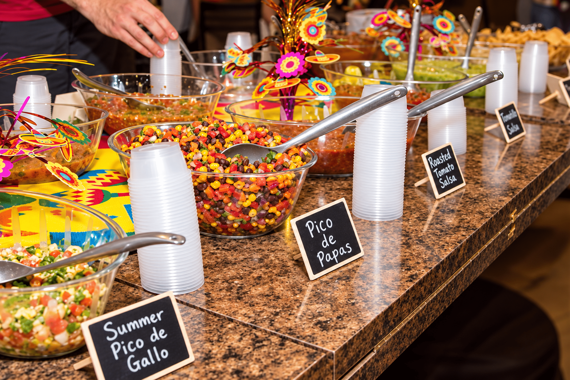Salsa and snack table at the retreat