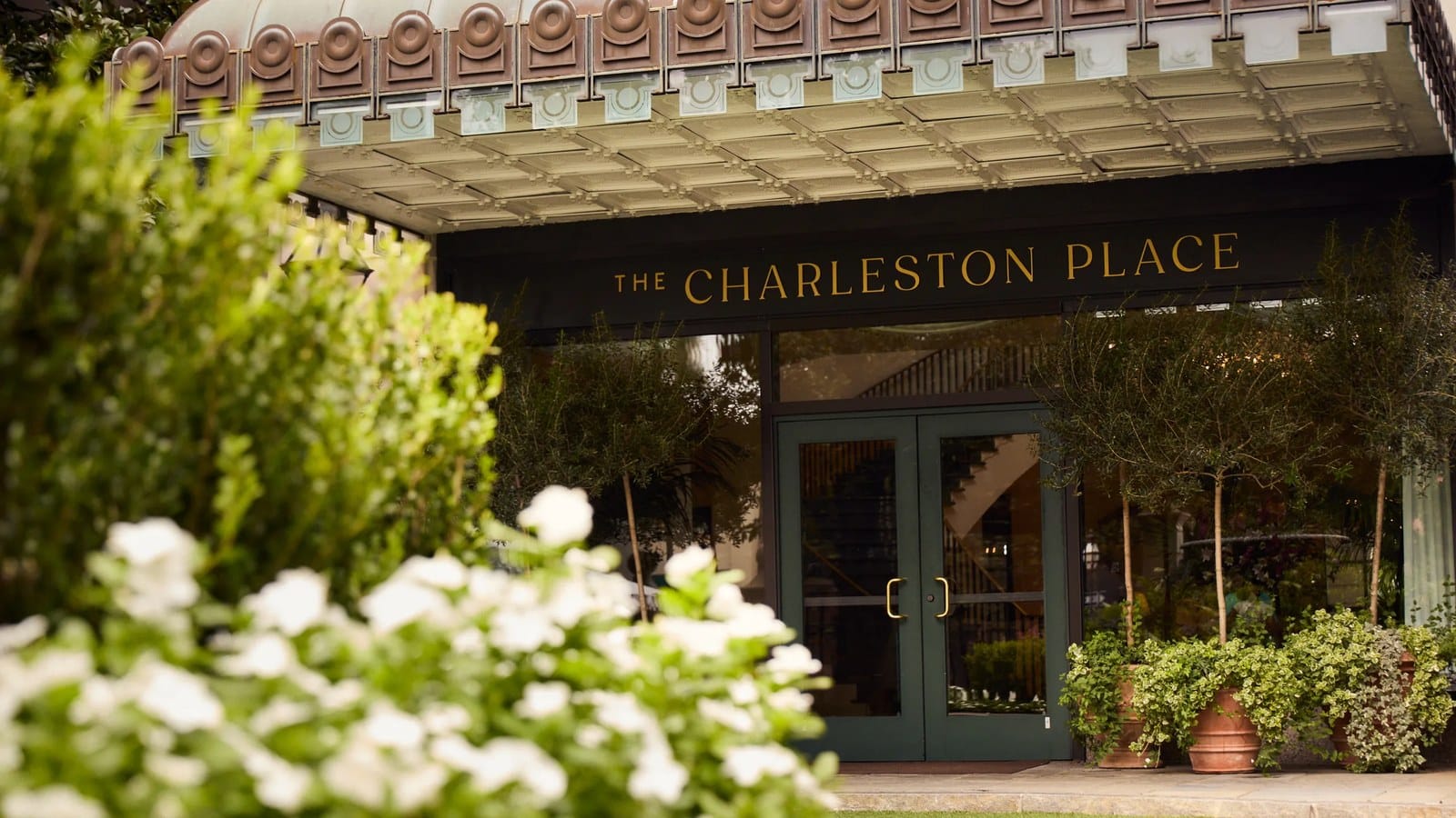 Garden entrance of The Charleston Place in downtown Charleston