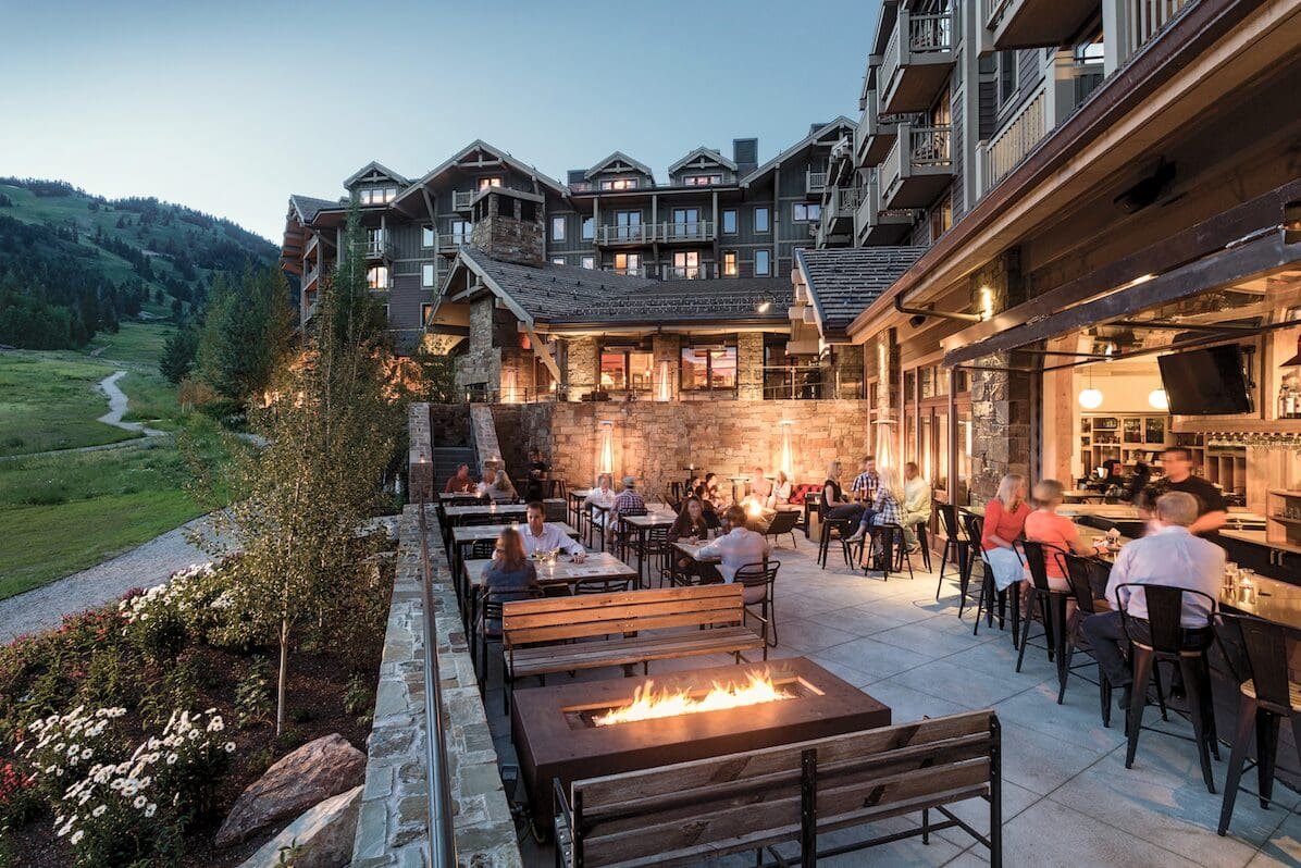 Terrace and fire pit at Four Seasons Jackson Hole