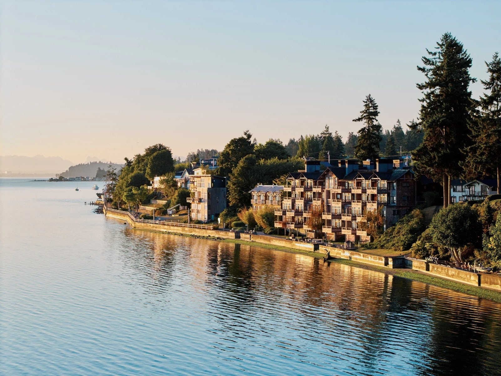 The Inn at Langley on the waterfront at sunrise on Whidbey Island