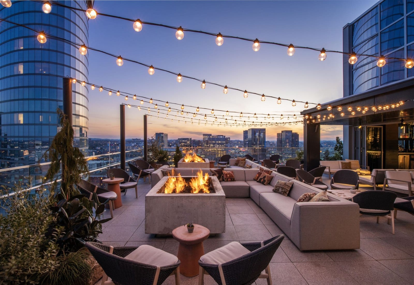 Harriet’s Rooftop with fire pits at 1 Hotel Nashville