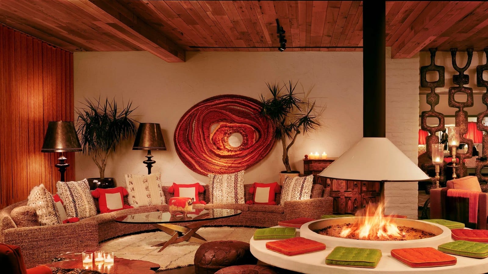 Lounge with a fire pit at Parker Palm Springs
