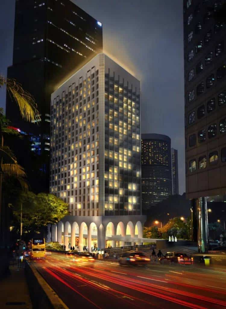 The Murray, a restored 1969 landmark tower beside Hong Kong Park in Central